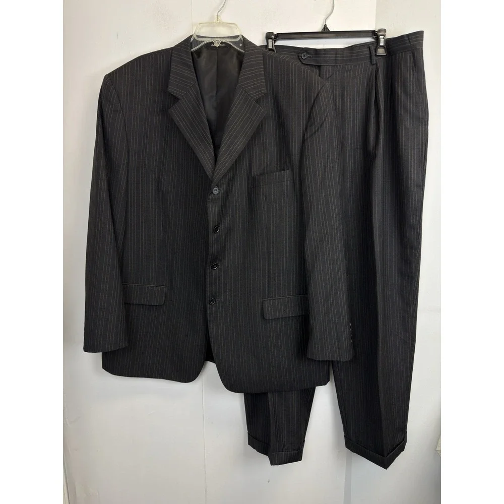 Martina Franca Wool 2-pc Suit Men's 48L 3 Button Blazer‎ 40X31 Pants Grey Stripe